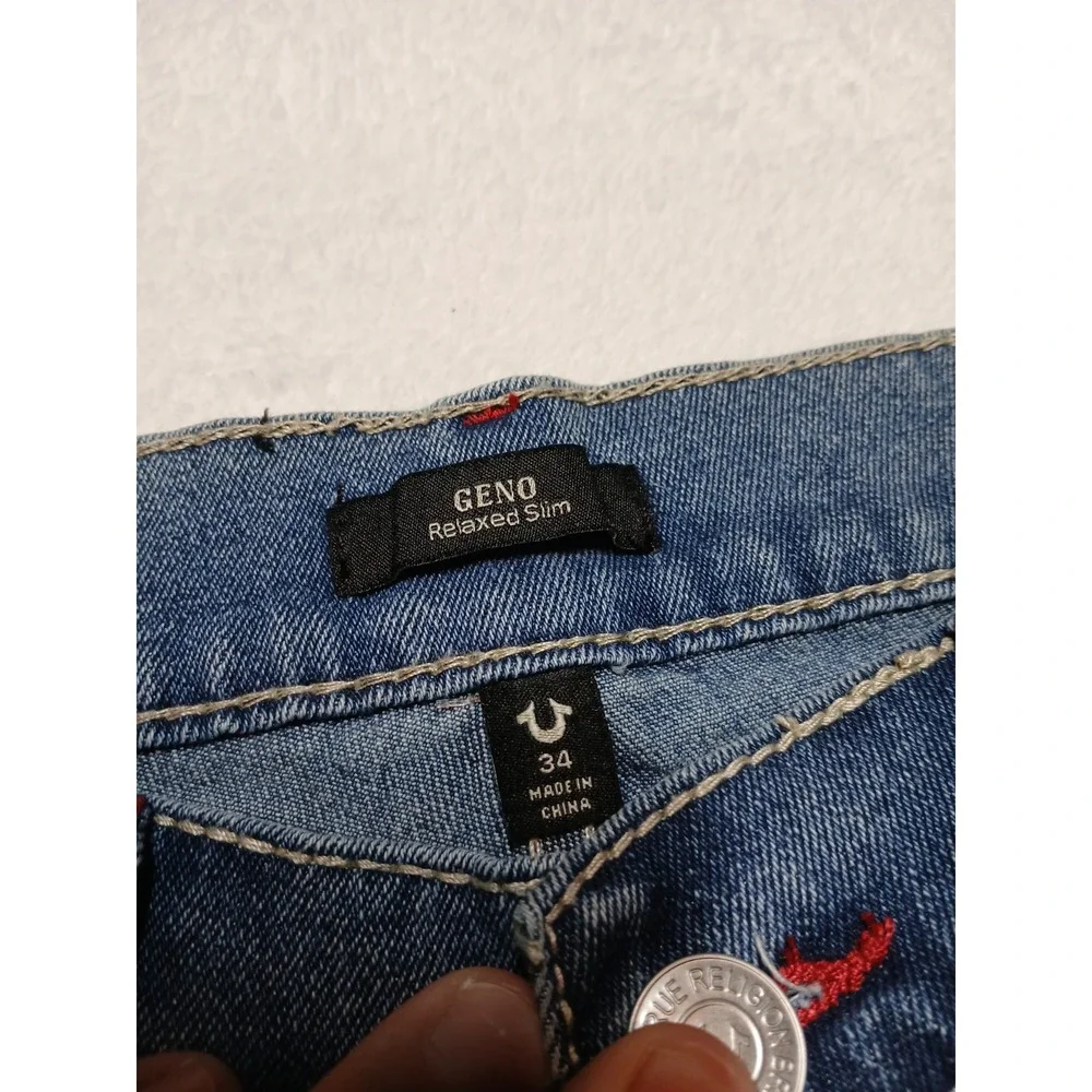 True Religion Geno Big T Flap Jeans Mens 34x32 NWT Light Pacific Wash Slim